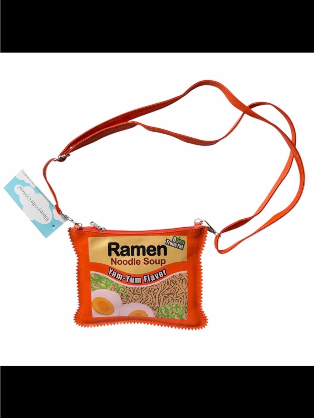 Playful Orange Ramen-Inspired Crossbody Bag